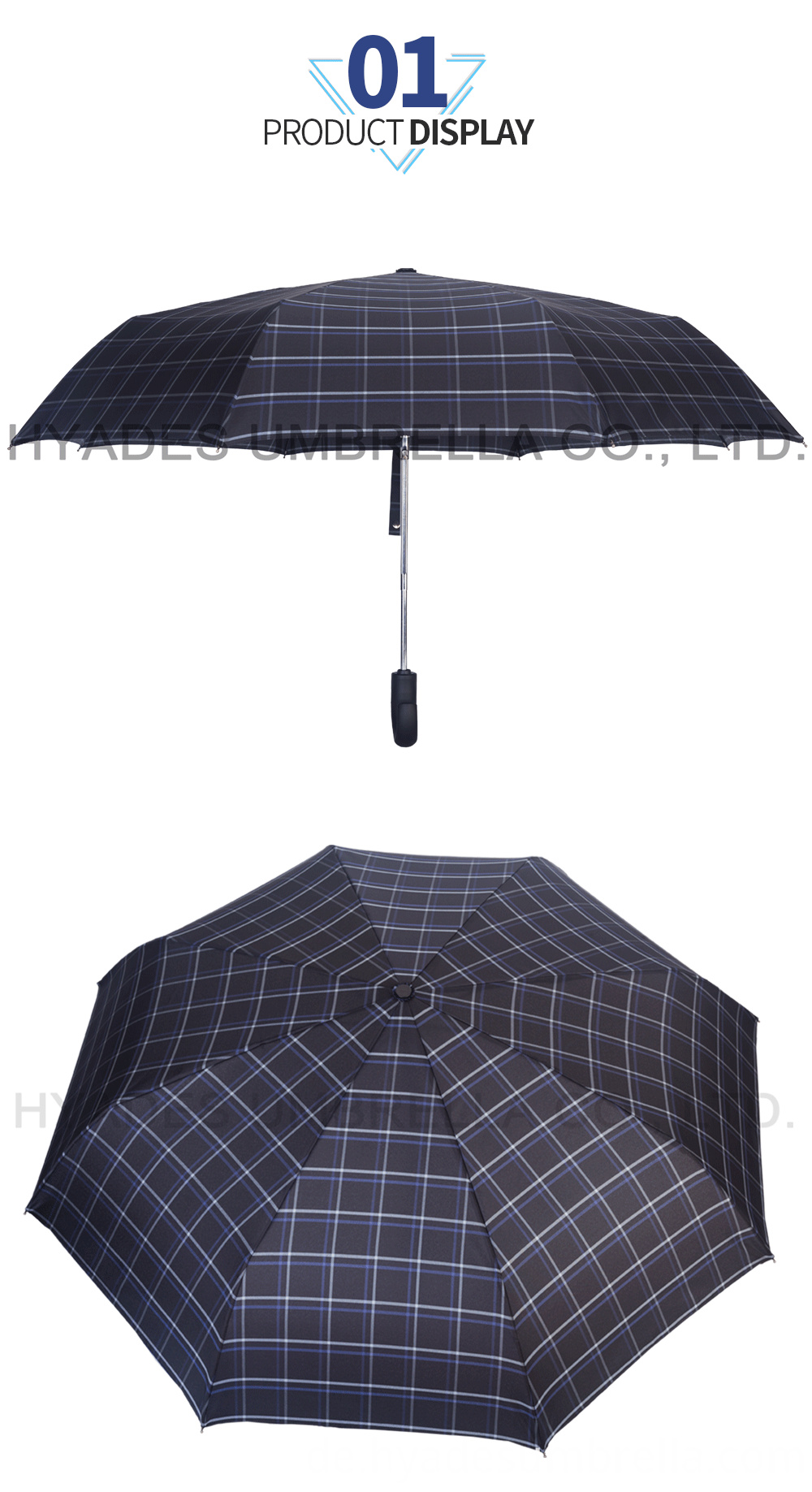 Mens Taschenschirm Rubbery Haken Griff Mens Folding Umbrella Rubbery Hook Handle